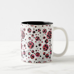 Dalmatian Black and Red with Polka Dots Two-Tone Coffee Mug