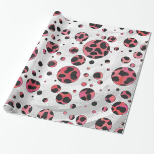 Dalmatian Black and Red with Polka Dots Wrapping Paper