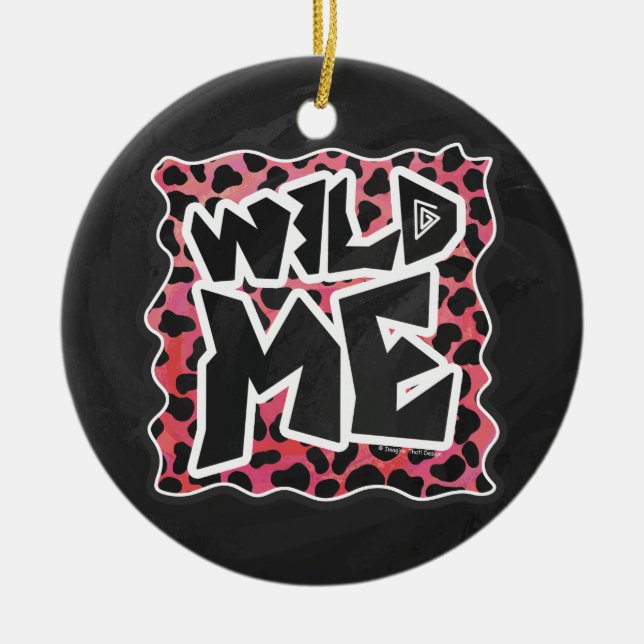 Dalmatian Black and Red with Wild Me Ceramic Ornament (Front)