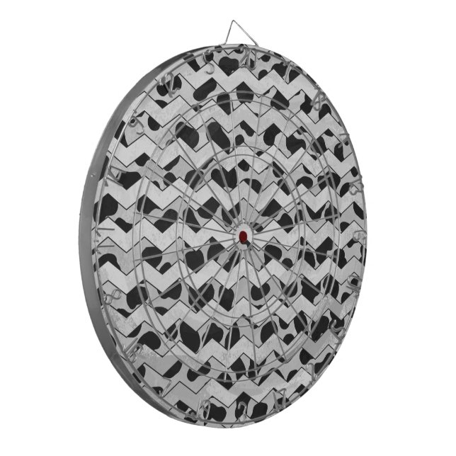 Dalmatian Black and White Chvron Dart Board (Front Left)