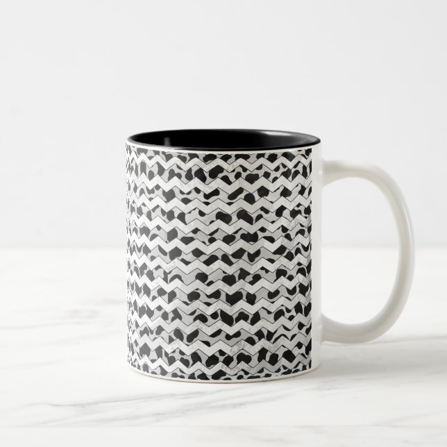 Dalmatian Black and White Chvron Two-Tone Coffee Mug (Right)
