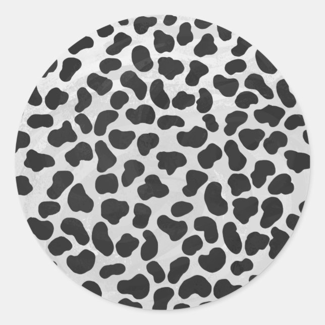 Dalmatian Black and White Print Classic Round Sticker (Front)