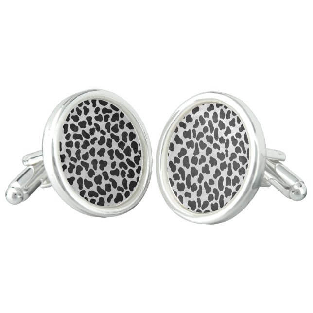 Dalmatian Black and White Print Cufflinks (Angled)