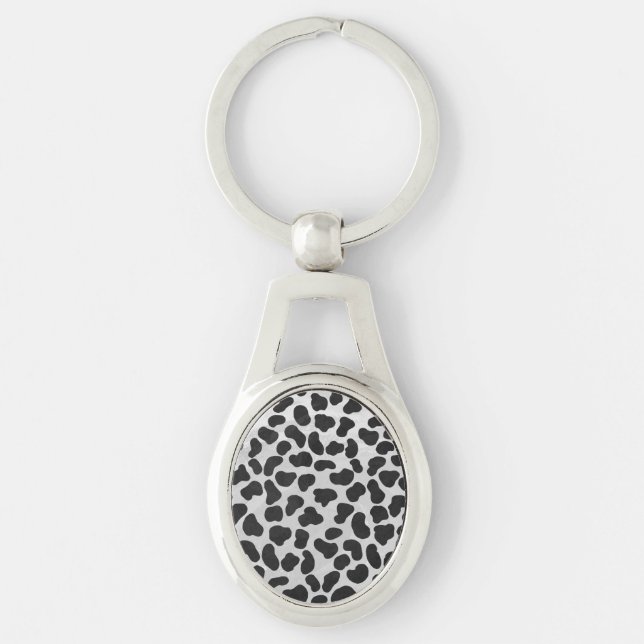 Dalmatian Black and White Print Keychain (Front)