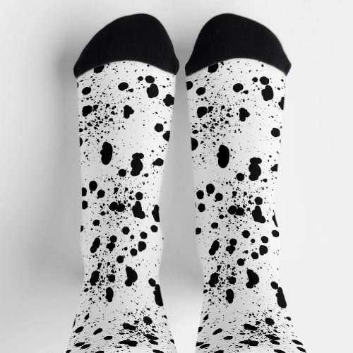 Dalmatian Black and White Print Pattern Socks