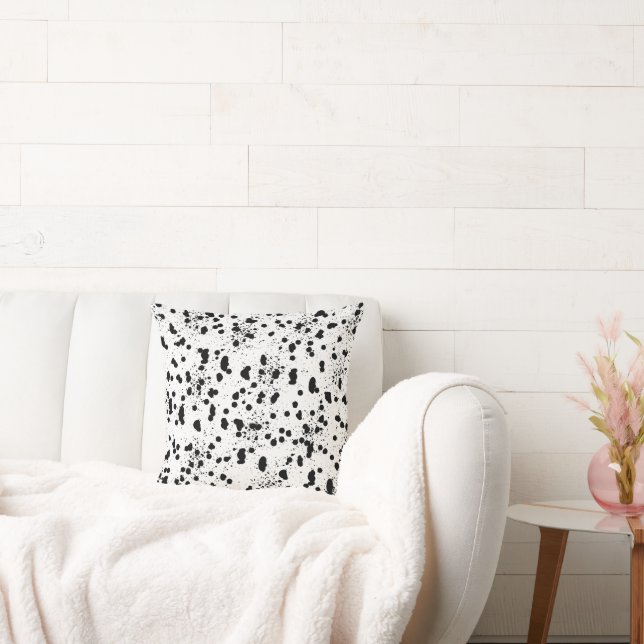 Dalmatian Black and White Print Pattern Throw Pillow (Couch)