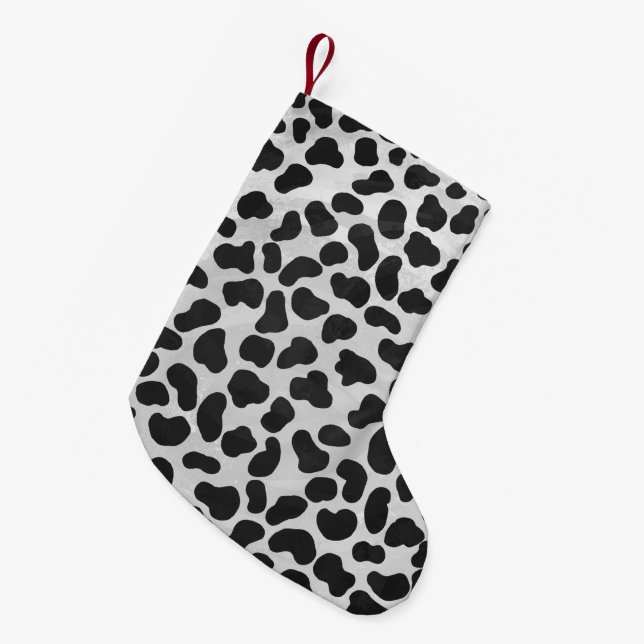 Dalmatian Black and White Print Small Christmas Stocking (Front (Hanging))