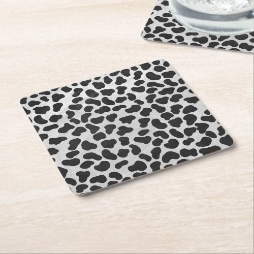 Dalmatian Black and White Print Square Paper Coaster