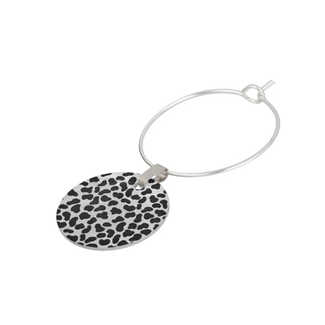 Dalmatian Black and White Print Wine Charm (Side)