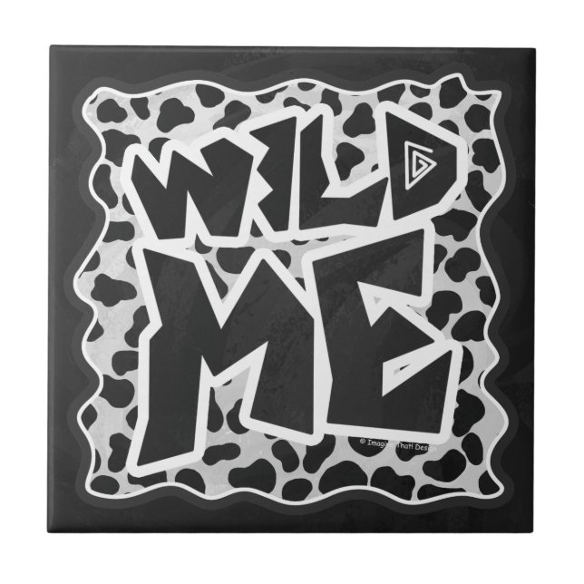 Dalmatian Black and White with Wild Me Ceramic Tile (Front)