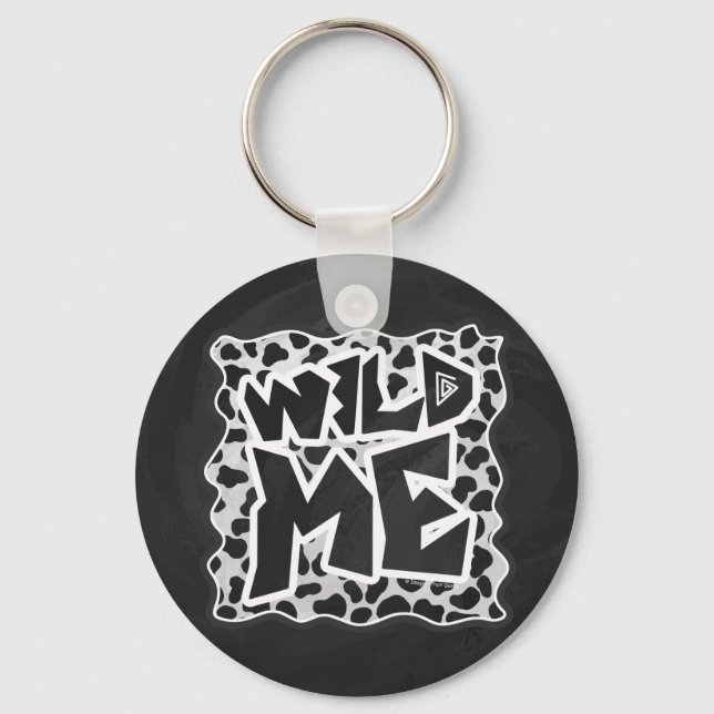 Dalmatian Black and White with Wild Me Keychain (Front)