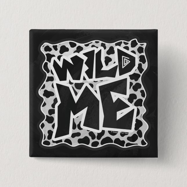 Dalmatian Black and White with Wild Me Pinback Button (Front)