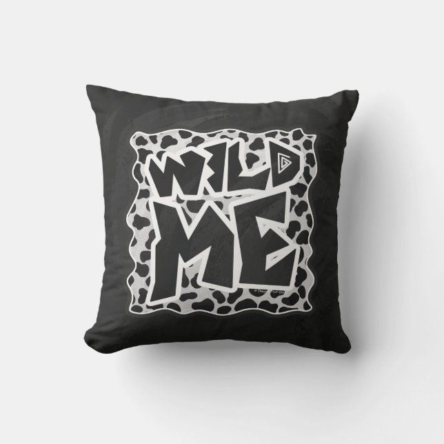Dalmatian Black and White with Wild Me Throw Pillow (Front)