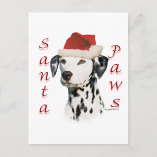 Dalmatian (blk) Santa Paws Holiday Postcard
