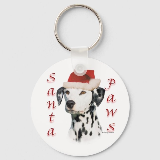 Dalmatian (blk) Santa Paws Keychain (Front)