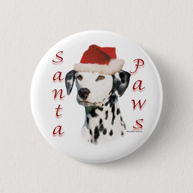 Dalmatian (blk) Santa Paws Pinback Button (Front)