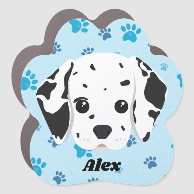 Dalmatian Blue Paw Print Personalized    Car Magnet (Front)