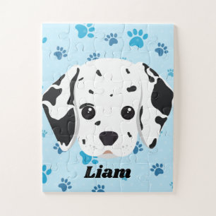Dalmatian Blue Paw Print Personalized Jigsaw Puzzle