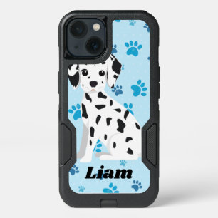 Dalmatian Blue Paw Print Personalized iPhone 13 Case