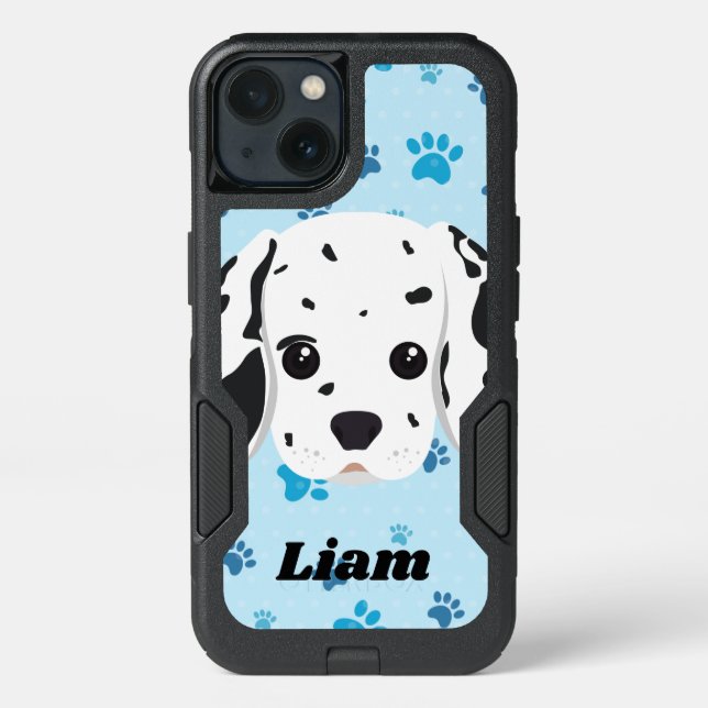 Dalmatian Blue Paw Print Personalized  Otterbox iPhone Case (Back)