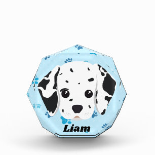Dalmatian Blue Paw Print Personalized Photo Block