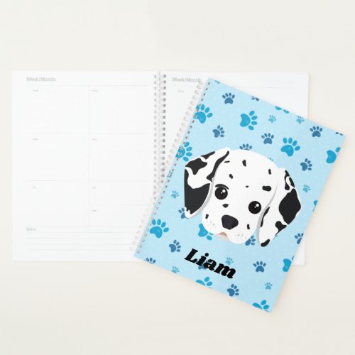 Dalmatian Blue Paw Print Personalized       Planner