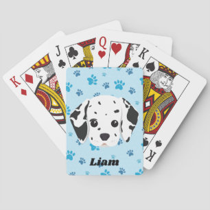 Dalmatian Blue Paw Print Personalized Poker Cards