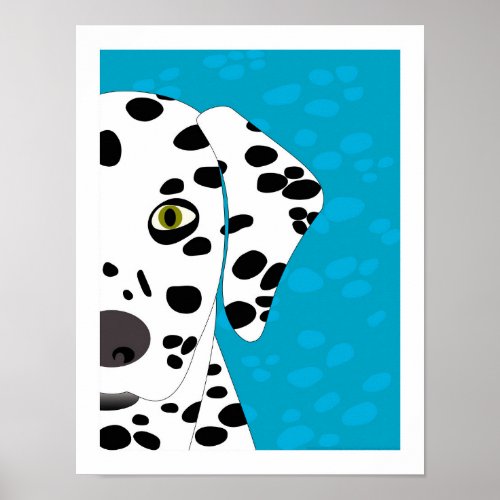 Dalmatian  Blue White  Black Abstract Dog Art Poster