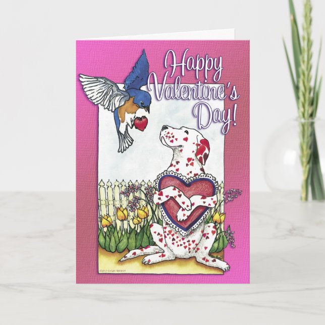 Dalmatian & Bluebird Valentine Card (Front)