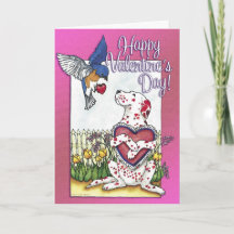 Dalmatian & Bluebird Valentine Card