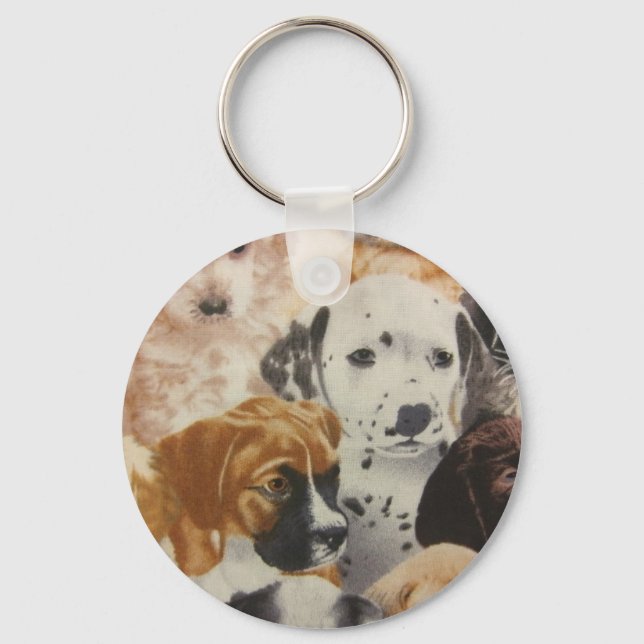 Dalmatian & Boxer Pups Keychain (Front)
