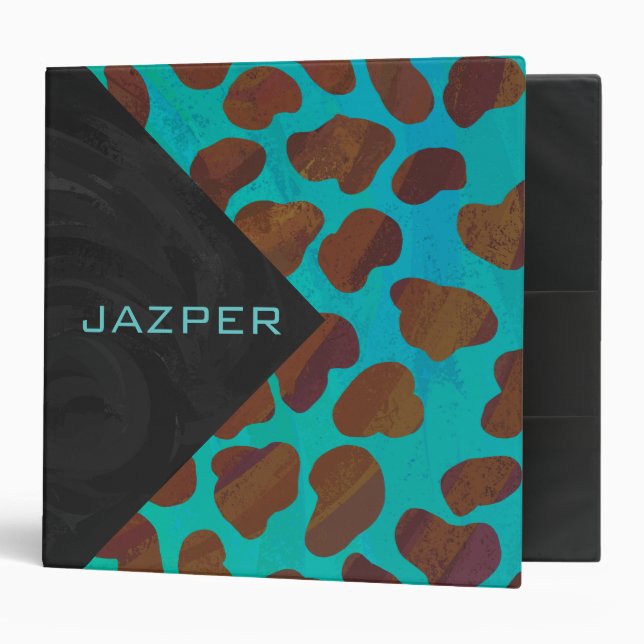 Dalmatian Brown and Teal Print 3 Ring Binder (Front/Inside)