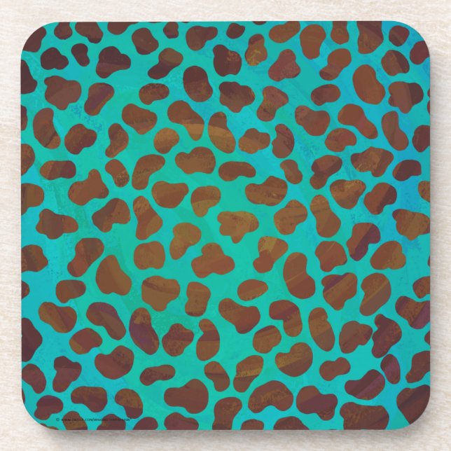 Dalmatian Brown and Teal Print Beverage Coaster (Front)