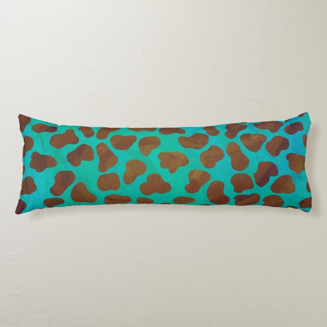 Dalmatian Brown and Teal Print Body Pillow (Front)