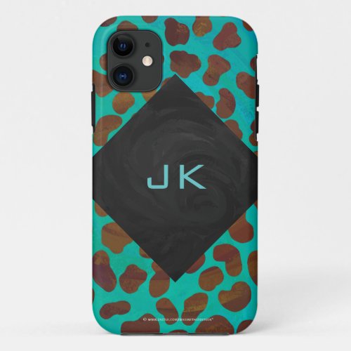 Dalmatian Brown and Teal Print iPhone 11 Case