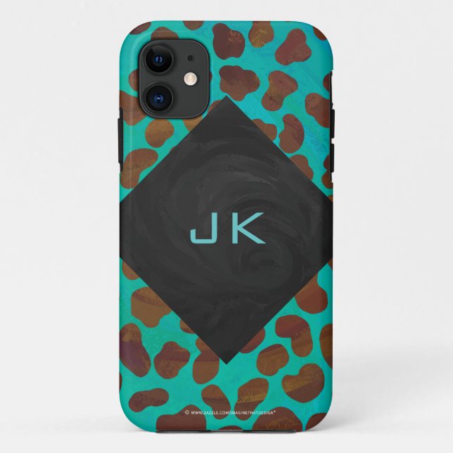 Dalmatian Brown and Teal Print Case-Mate iPhone Case (Back)
