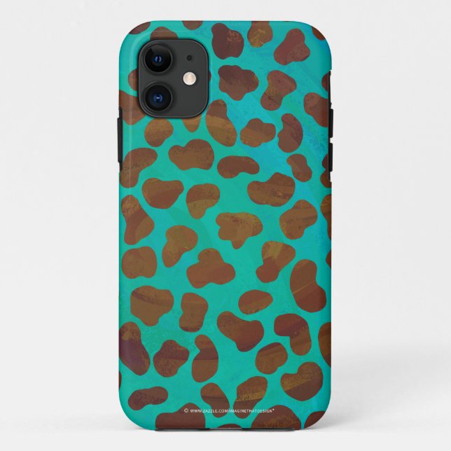 Dalmatian Brown and Teal Print Case-Mate iPhone Case (Back)