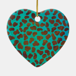 Dalmatian Brown and Teal Print Ceramic Ornament