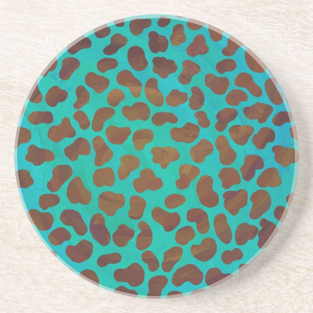 Dalmatian Brown and Teal Print Coaster (Front)