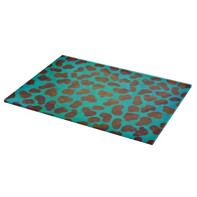Dalmatian Brown and Teal Print Cutting Board (Corner)