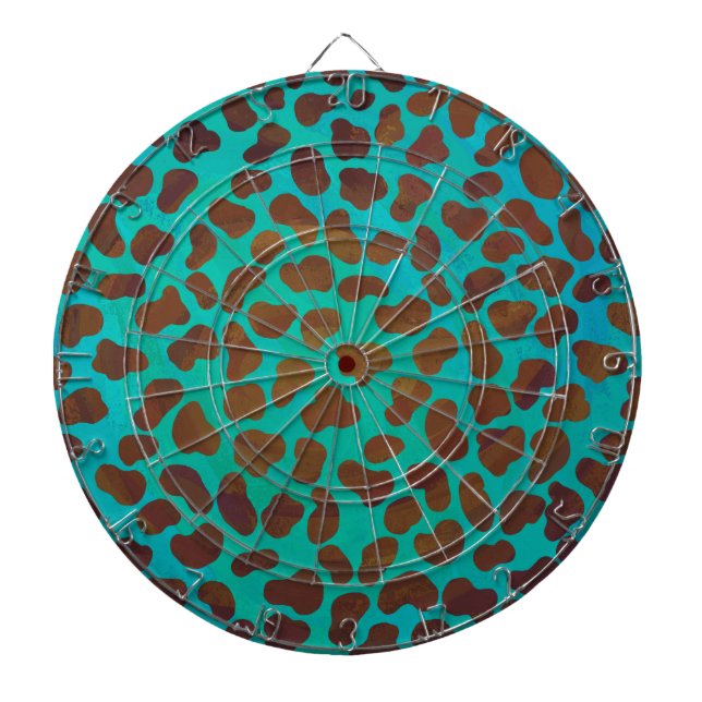 Dalmatian Brown and Teal Print Dartboard (Front)