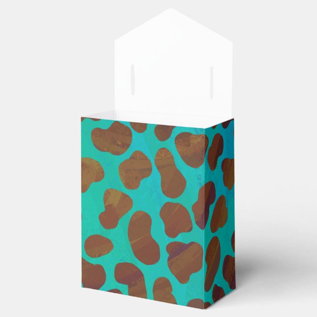 Dalmatian Brown and Teal Print Favor Boxes (Opened)