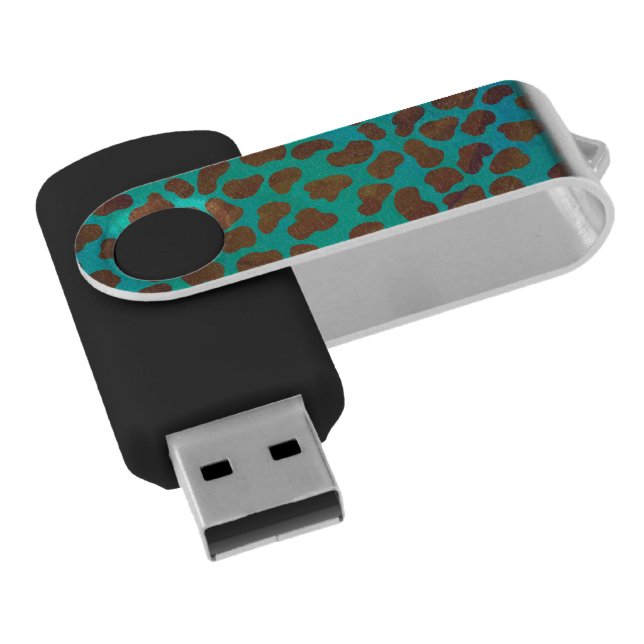Dalmatian Brown and Teal Print Flash Drive (Angled)