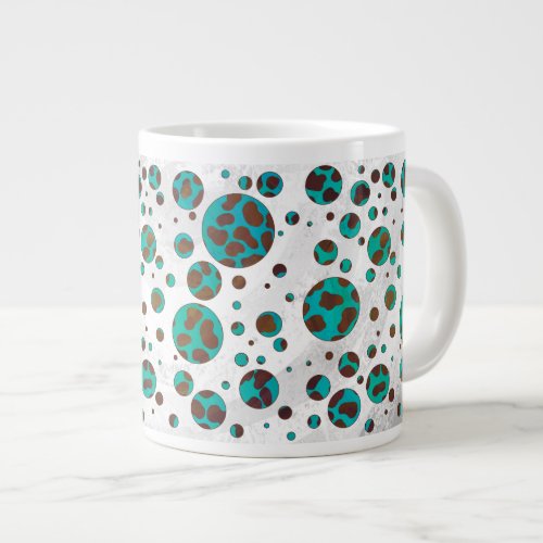 Dalmatian Brown and Teal Print Giant Coffee Mug