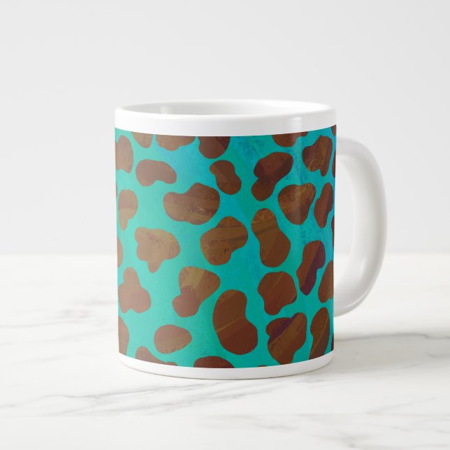 Dalmatian Brown and Teal Print Giant Coffee Mug (Front Right)