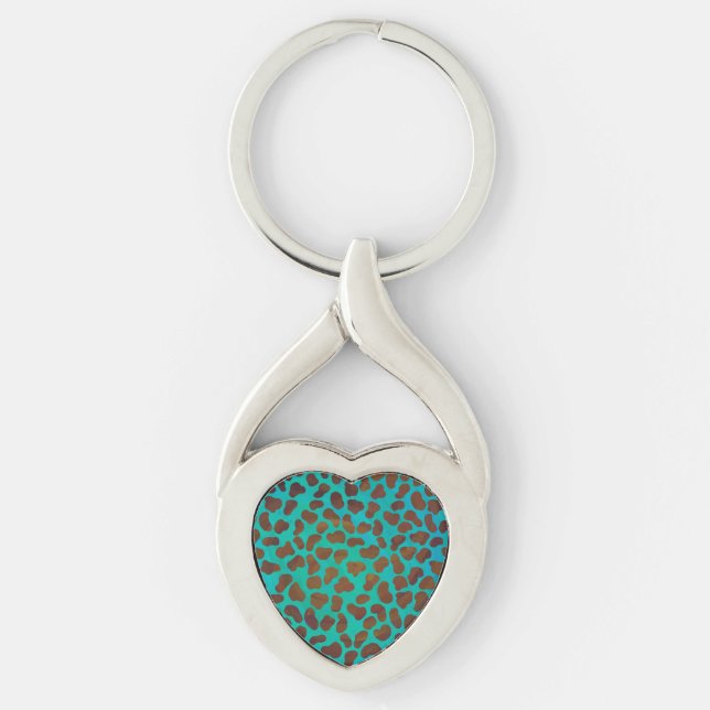 Dalmatian Brown and Teal Print Keychain (Front)
