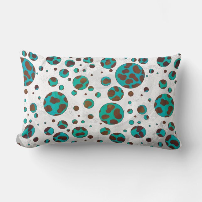 Dalmatian Brown and Teal Print Lumbar Pillow (Front)