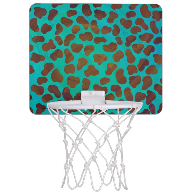 Dalmatian Brown and Teal Print Mini Basketball Hoop (Front)