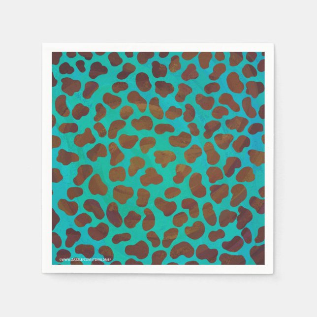 Dalmatian Brown and Teal Print Napkins (Front)