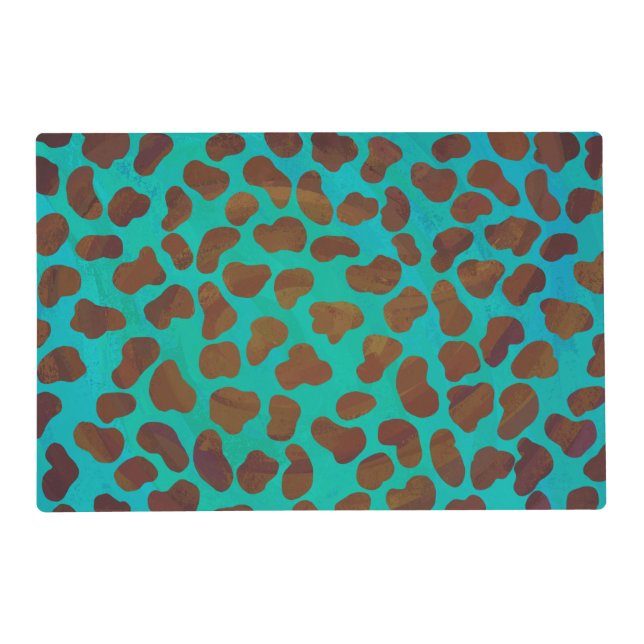 Dalmatian Brown and Teal Print Placemat (Front)